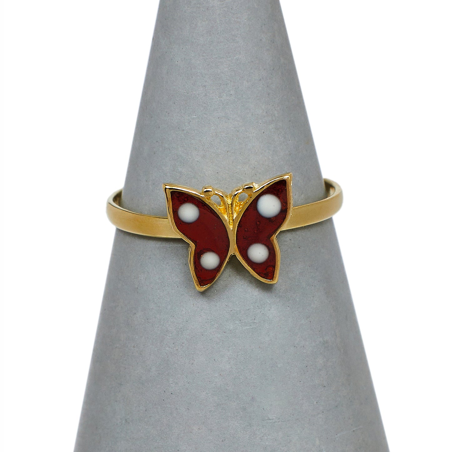 Pre-Owned 14ct Gold Enamelled Butterfly Ring Size F