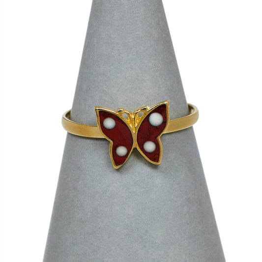 Pre-Owned 14ct Gold Enamelled Butterfly Ring Size F
