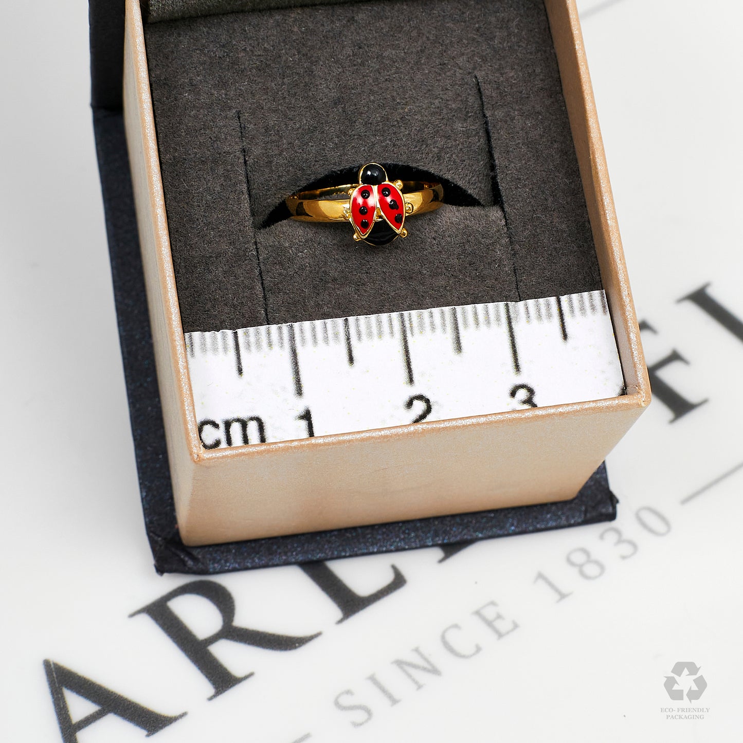 Pre-Owned 14ct Gold Enamelled Ladybird Ring Size E.5