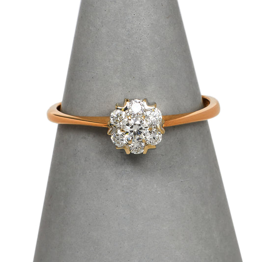 Pre-Owned 14ct Gold Diamond Cluster Ring Size P