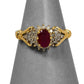 Pre-Owned 9ct Gold Glass Filled Ruby & Diamond Cluster Ring