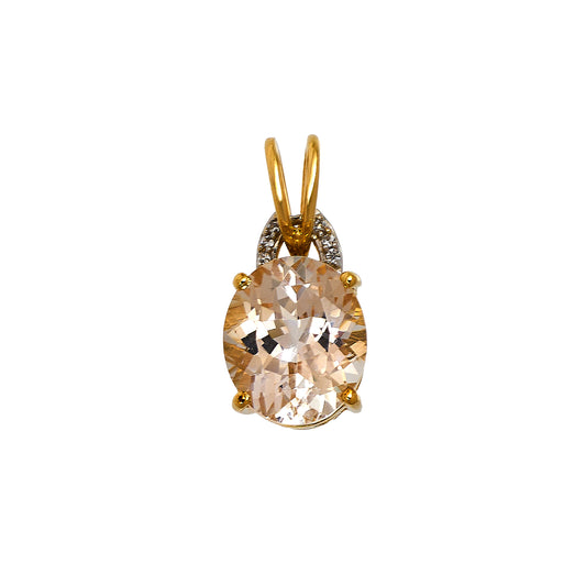 Pre-Owned 9ct Gold Oval Danburite & 6 White Zircon Pendant