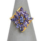 Pre-Owned 9ct Gold Tanzanite Flower Cluster Ring Size N