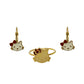 Pre-Owned 14ct Gold Enamel Cat & Bow Earrings & Ring SET