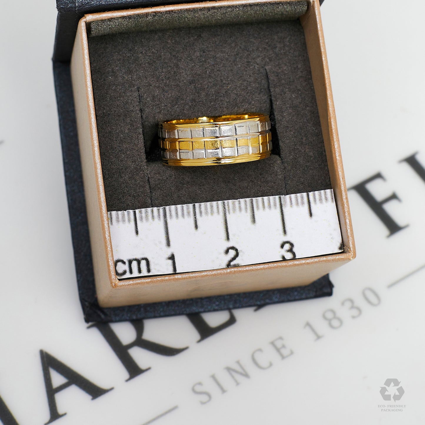 Pre-Owned 14ct Gold 2 Tone Band Ring Size N.5