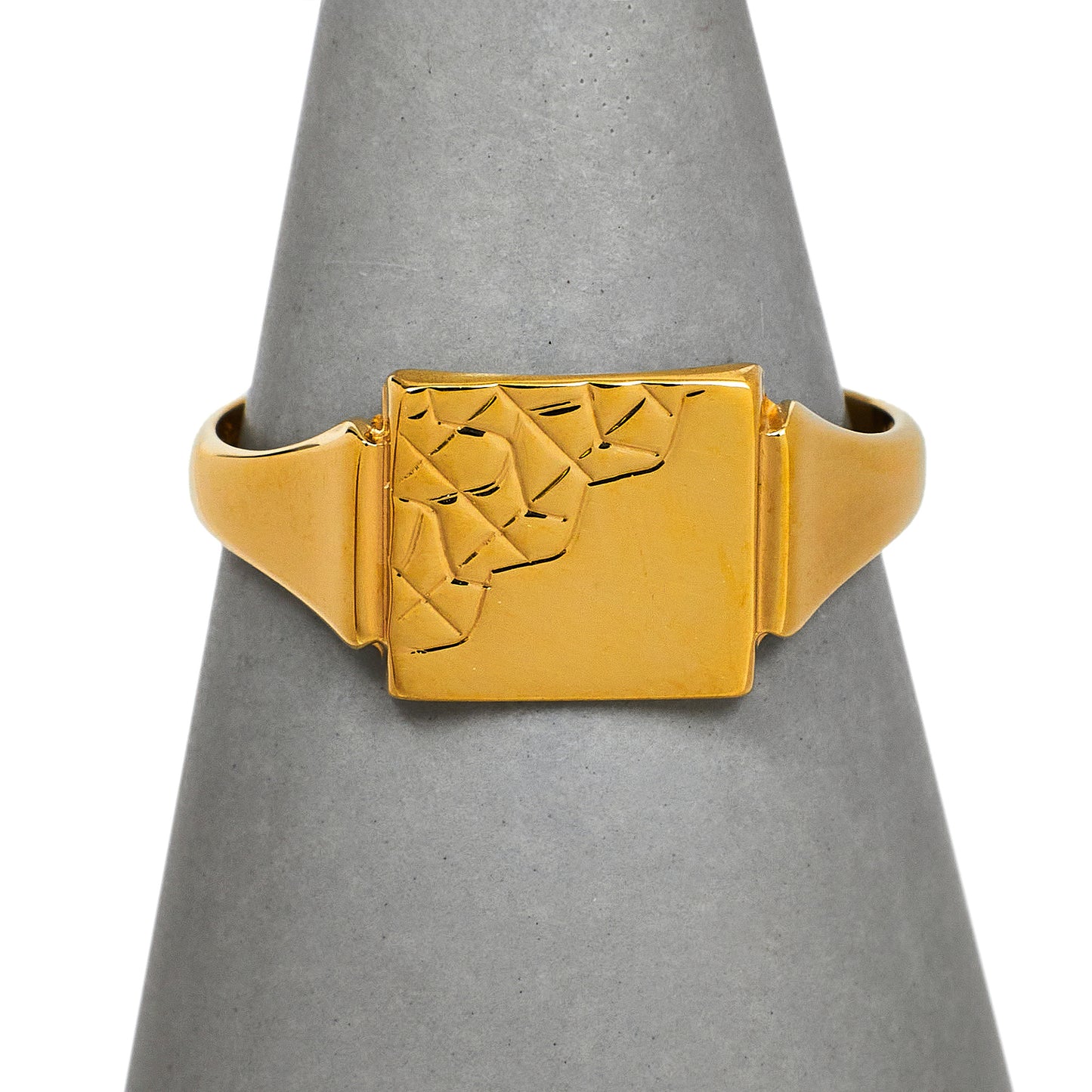 Pre-Owned 9ct Gold Half Pattern Signet Ring Size R