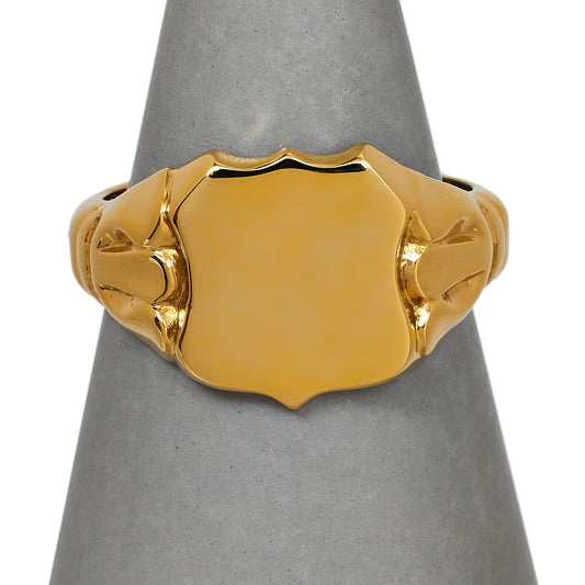 Pre-Owned 9ct Gold Shield Shape Signet Ring Size S
