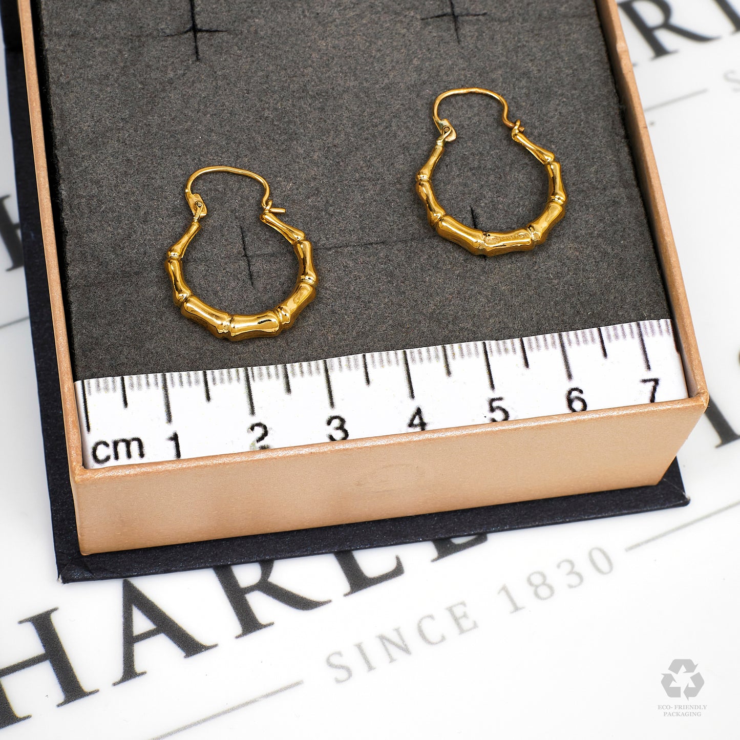 Pre-Owned 14ct Gold Bamboo Hoop Earrings