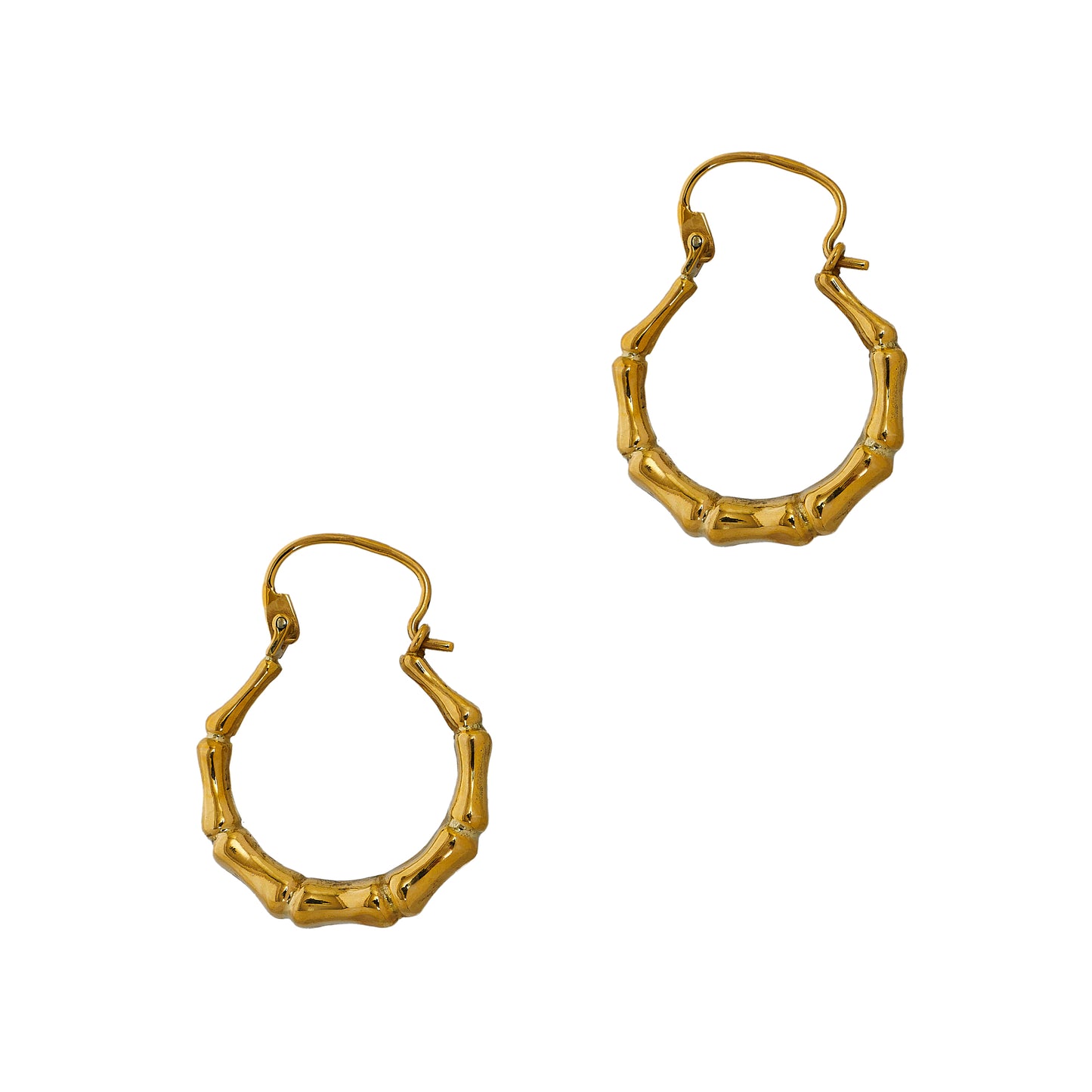 Pre-Owned 14ct Gold Bamboo Hoop Earrings