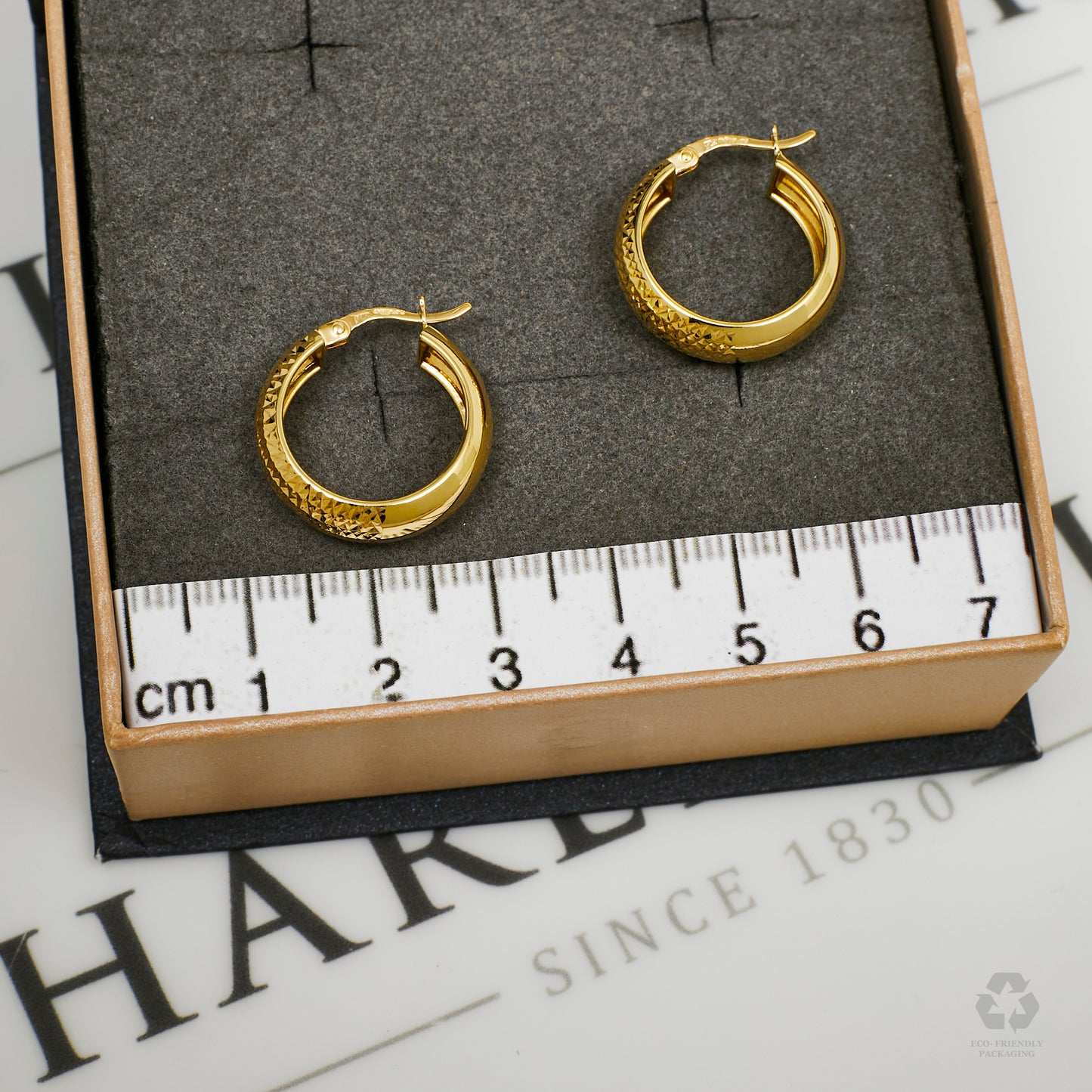 Pre-Owned 9ct Gold Patterned Creole Hoop Earrings
