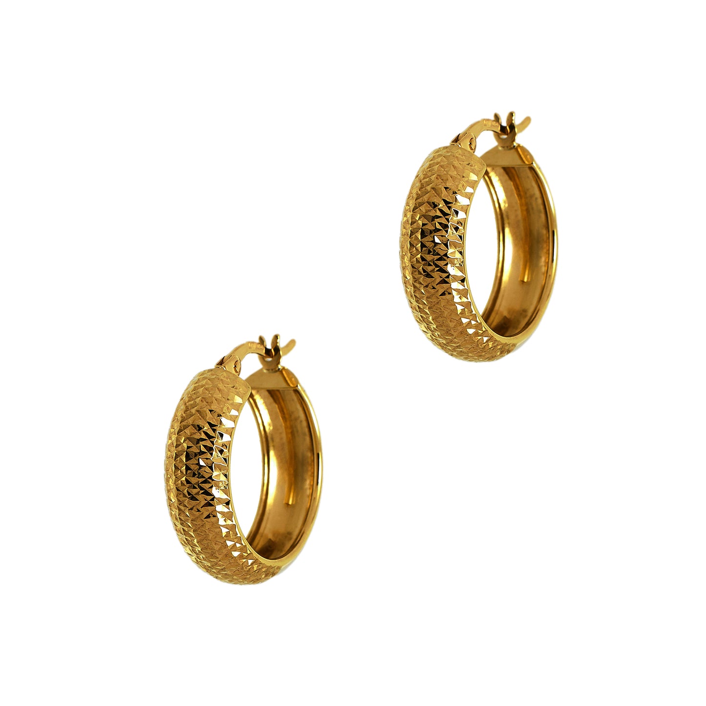 Pre-Owned 9ct Gold Patterned Creole Hoop Earrings