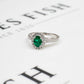 Pre-Owned 18ct White Gold Emerald & Diamond Cluster Ring