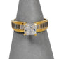 Pre-Owned 9ct Gold Square CZ Ring & CZ Shoulders Size O