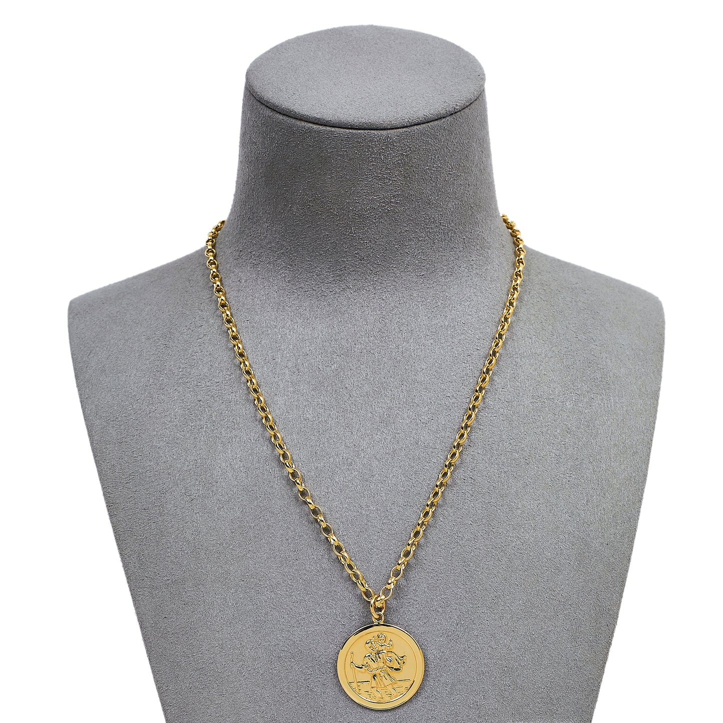 Pre-Owned 9ct Gold St Christopher Pendant & Chain Necklace