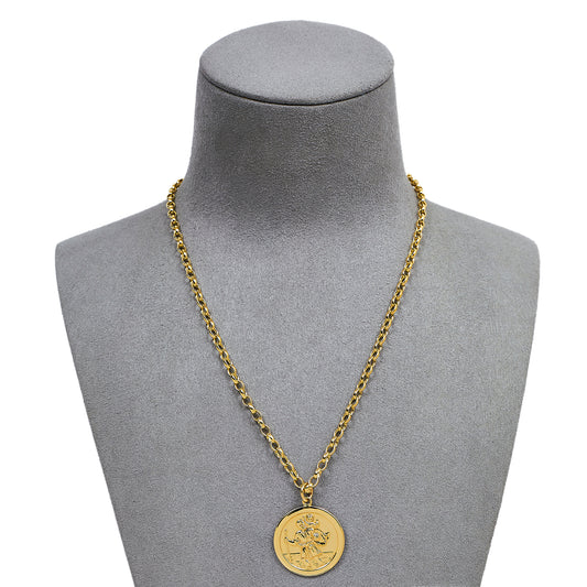 Pre-Owned 9ct Gold St Christopher Pendant & Chain Necklace