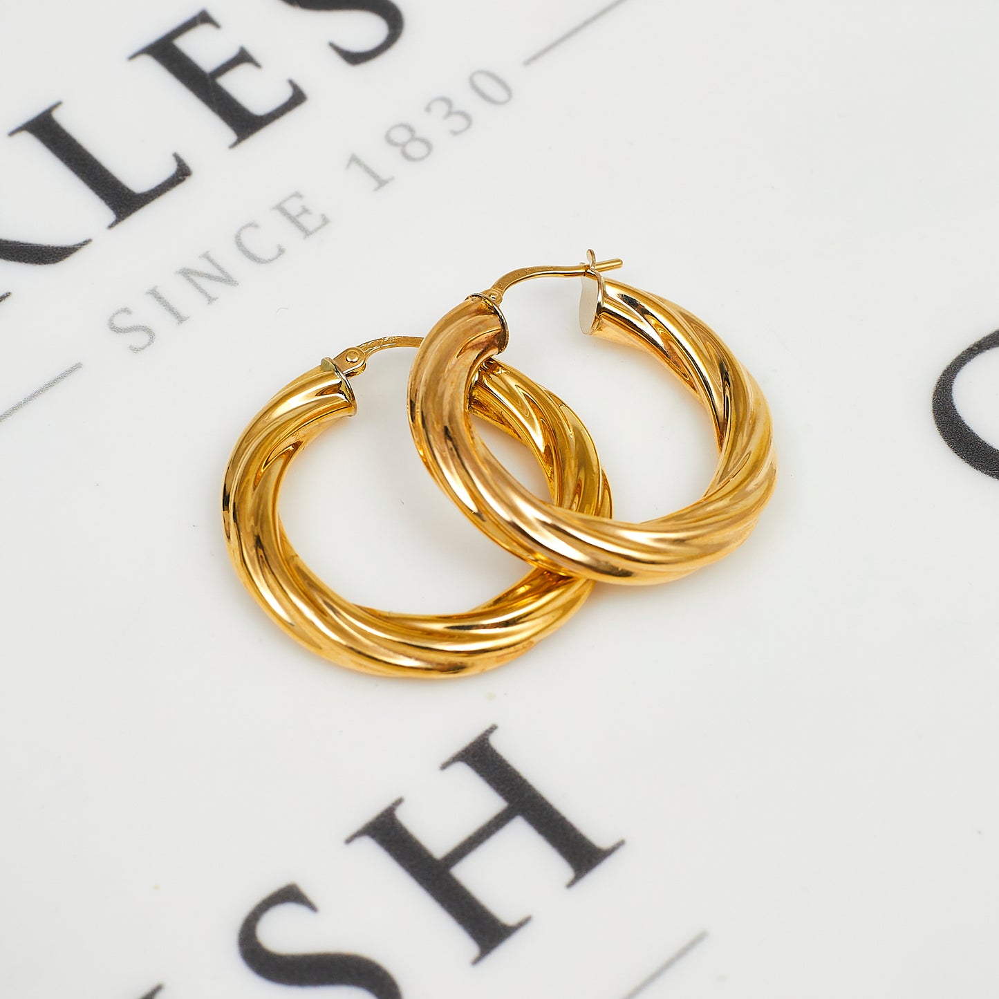 Pre-Owned 9ct Gold Twist Creole Hoop Earrings