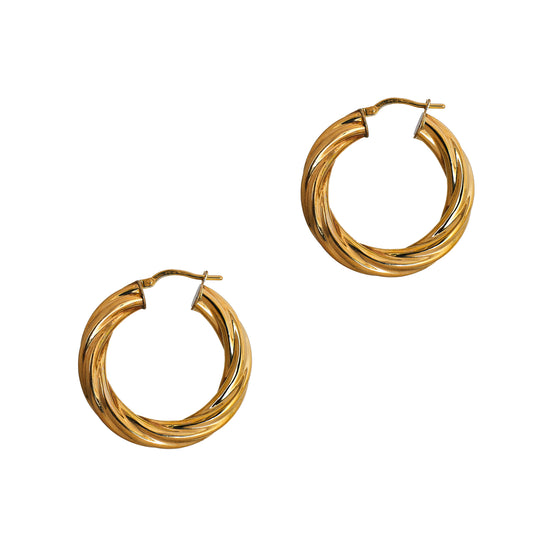 Pre-Owned 9ct Gold Twist Creole Hoop Earrings