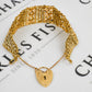 Pre-Owned 9ct Gold Bar Gate Bracelet & Heart Padlock 7 Inch