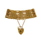 Pre-Owned 9ct Gold Bar Gate Bracelet & Heart Padlock 7 Inch
