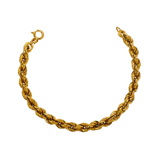 Pre-Owned 9ct Gold Rope Chain Bracelet 8 Inch