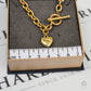 Pre-Owned 9ct Gold Oval Link Necklace With Heart & TBar