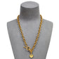Pre-Owned 9ct Gold Oval Link Necklace With Heart & TBar