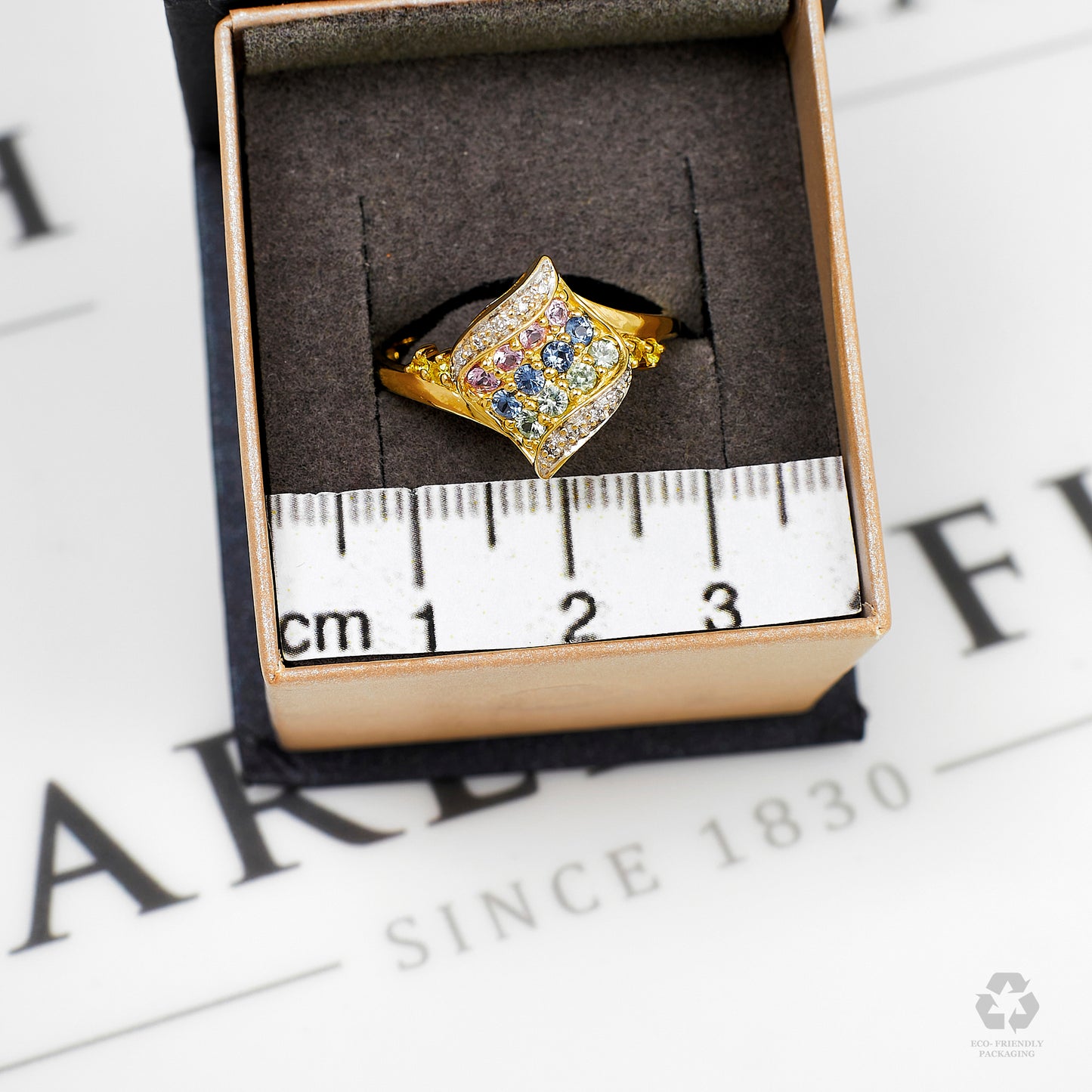 Pre-Owned 9ct Gold Multicoloured Sapphire & Diamond Ring