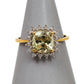 Pre-Owned 9ct Gold Square Spodumene & Diamond Cluster Ring Size R
