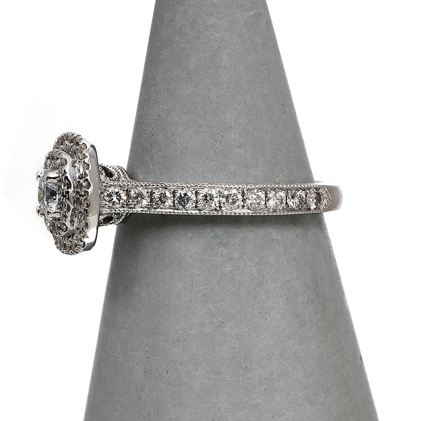 Pre-Owned 14ct White Gold Square Diamond Cluster Ring Size K