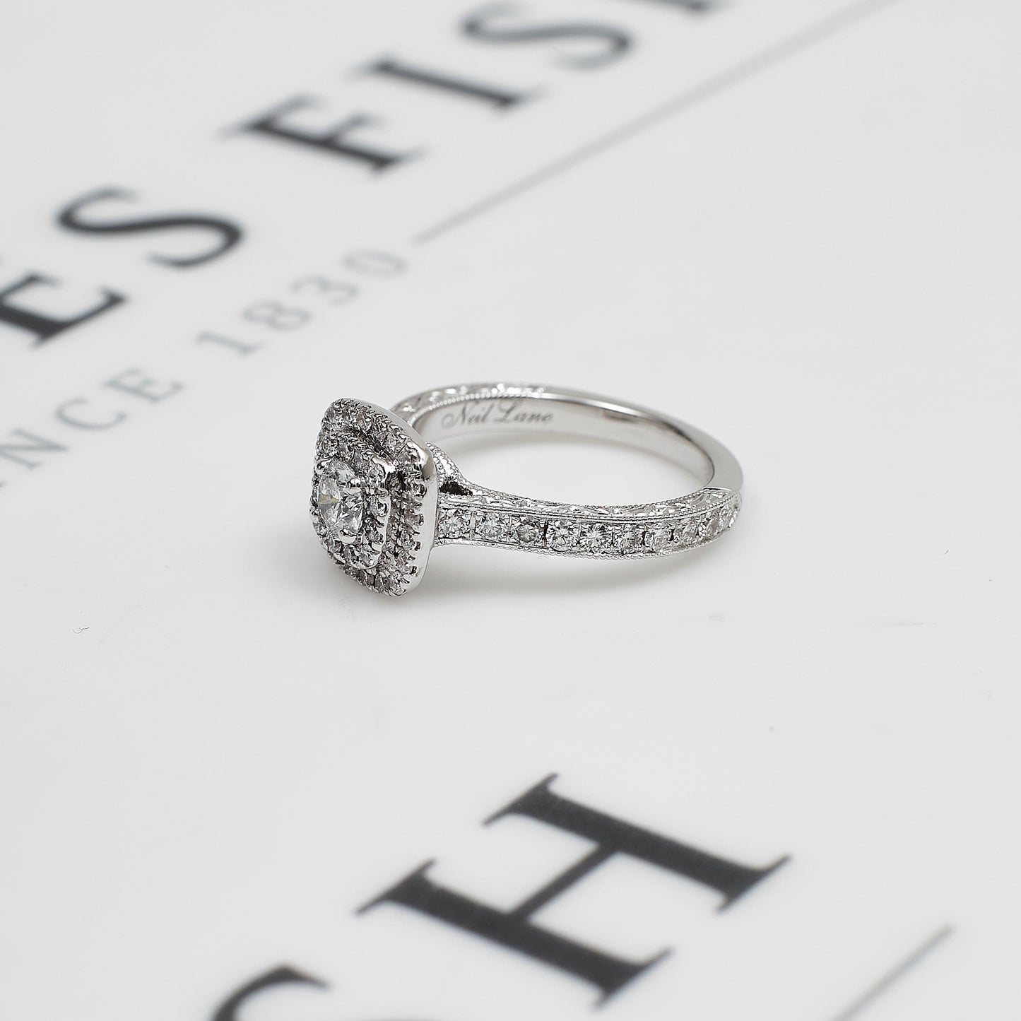 Pre-Owned 14ct White Gold Square Diamond Cluster Ring Size K