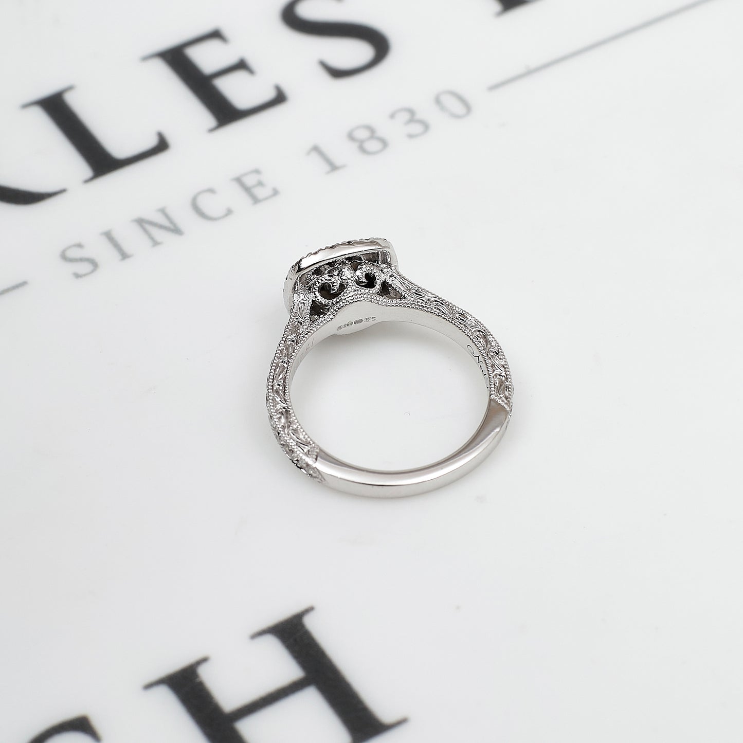 Pre-Owned 14ct White Gold Square Diamond Cluster Ring Size K