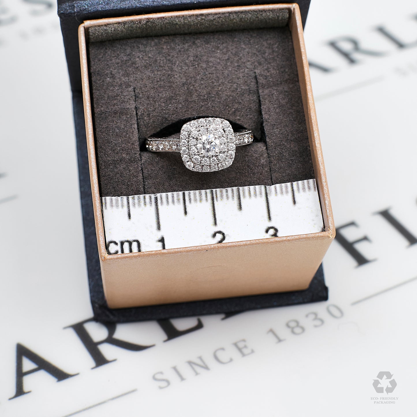 Pre-Owned 14ct White Gold Square Diamond Cluster Ring Size K