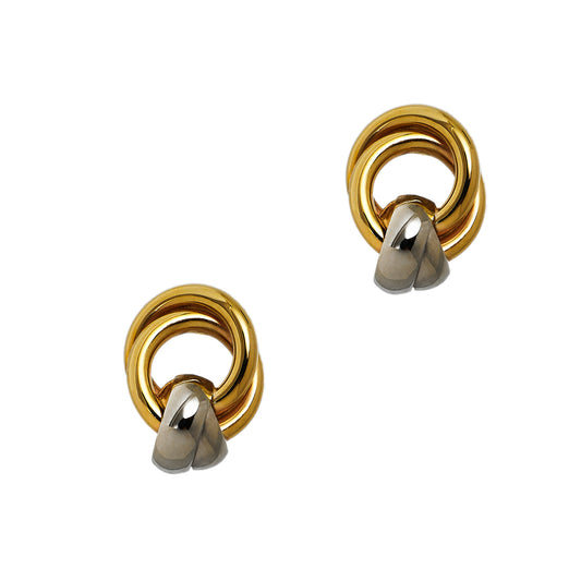 Pre-Owned 9ct Gold 2 Tone Circle Stud Earrings