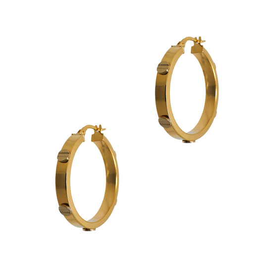 Pre-Owned 9ct Gold Screw Design Creole Hoop Earrings