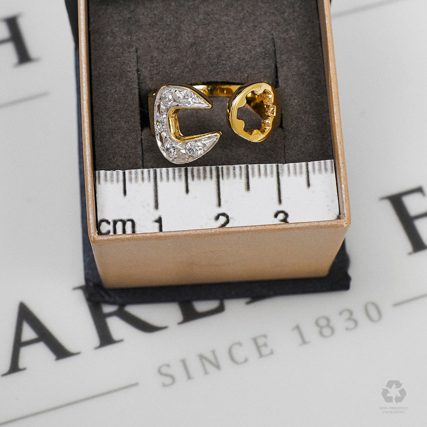 Pre-Owned 9ct Gold CZ Spanner Design Ring Size S