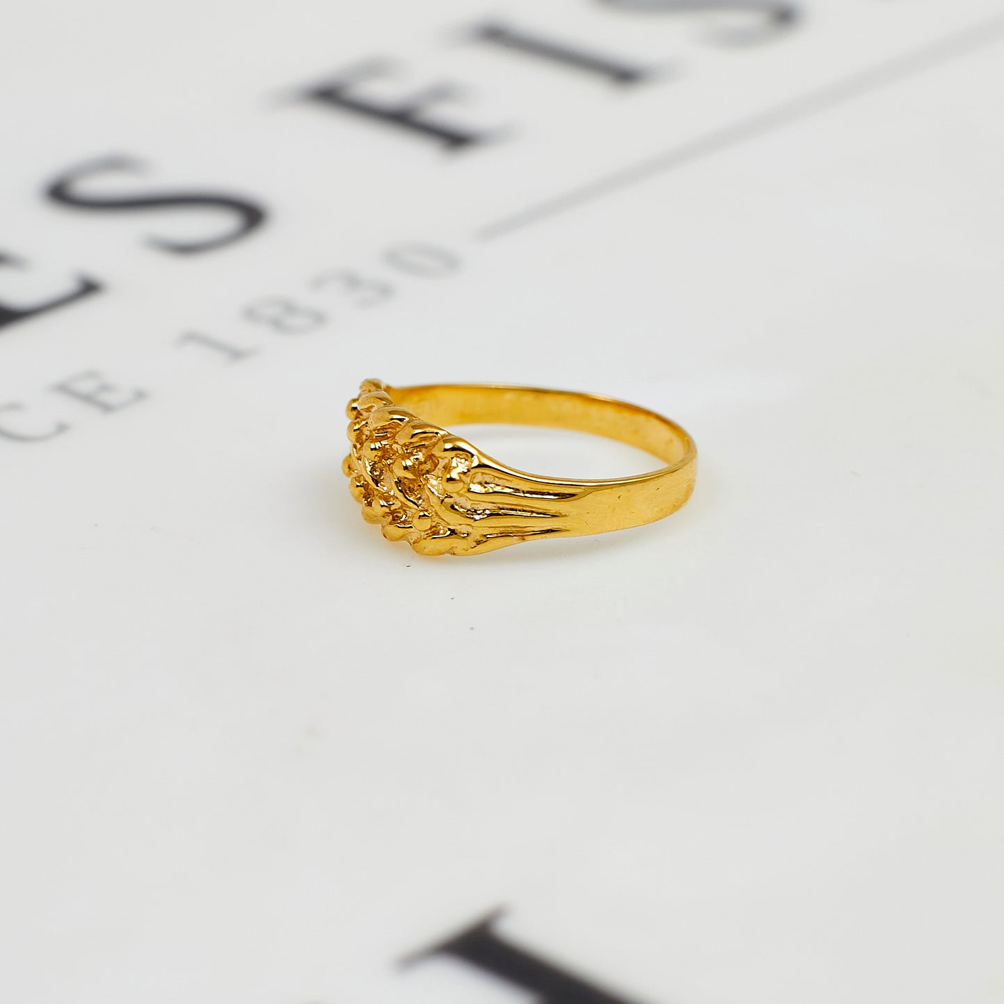 Pre-Owned 9ct Gold Childs 2 Row Shot Ring Size A