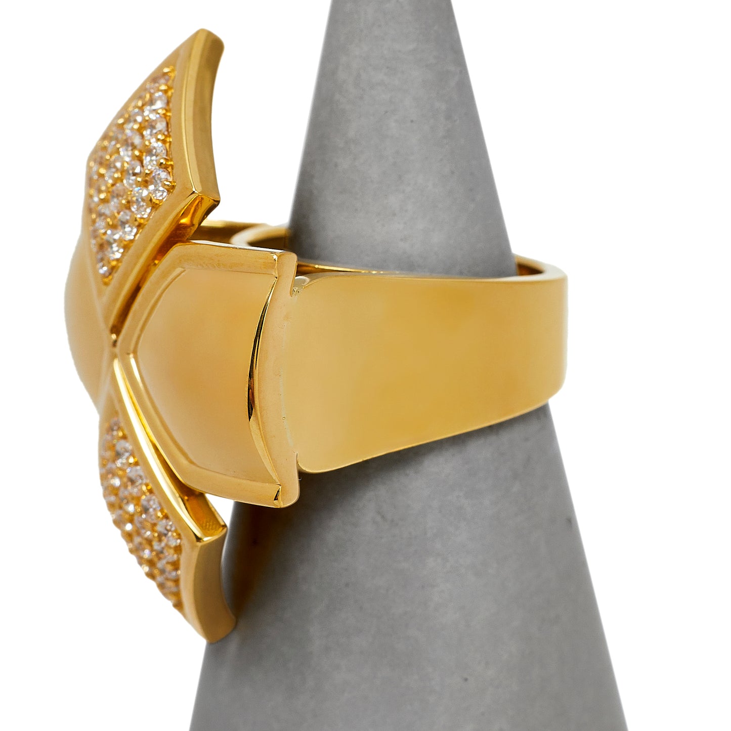 Pre-Owned 18ct Gold Oversized CZ Cross Ring Size P