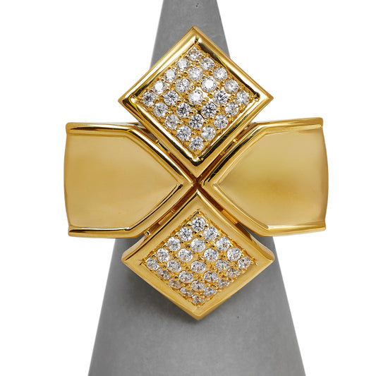 Pre-Owned 18ct Gold Oversized CZ Cross Ring Size P