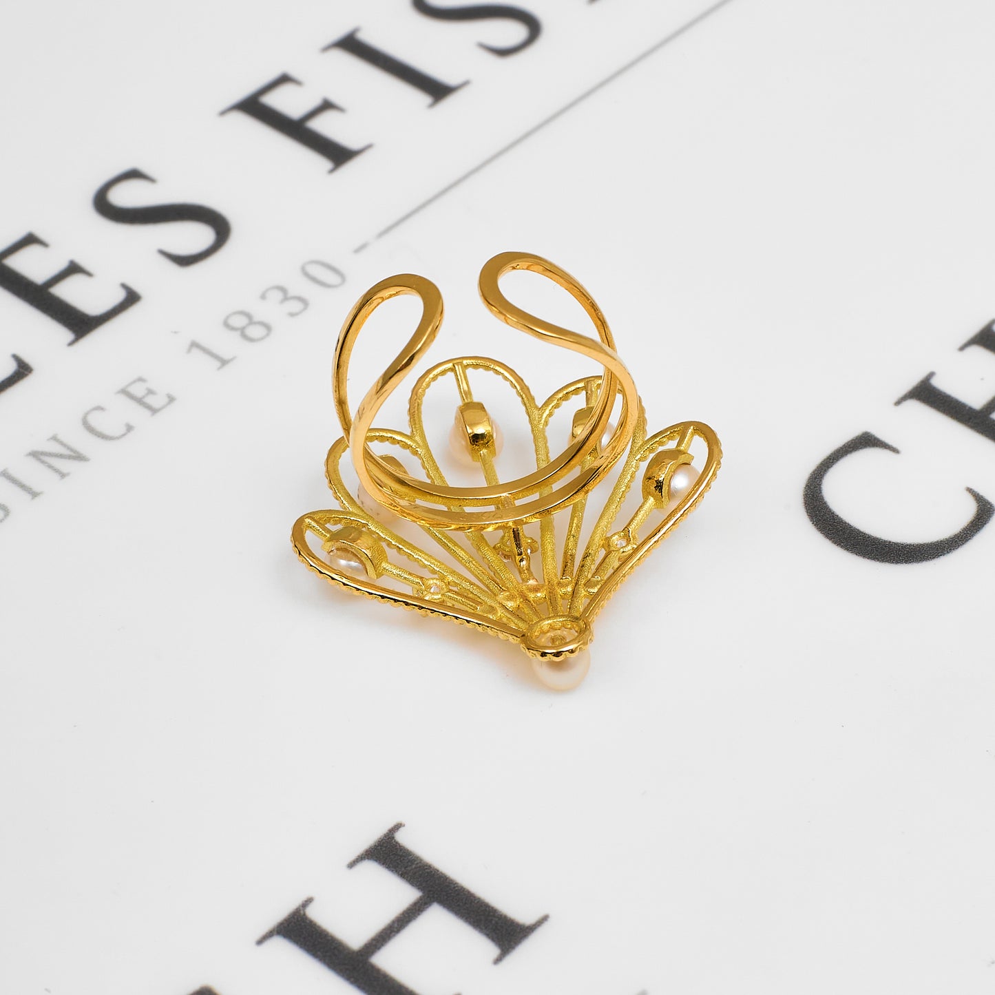 Pre-Owned 18ct Gold CZ & Cultured Pearl Fan Design SET
