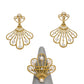 Pre-Owned 18ct Gold CZ & Cultured Pearl Fan Design SET
