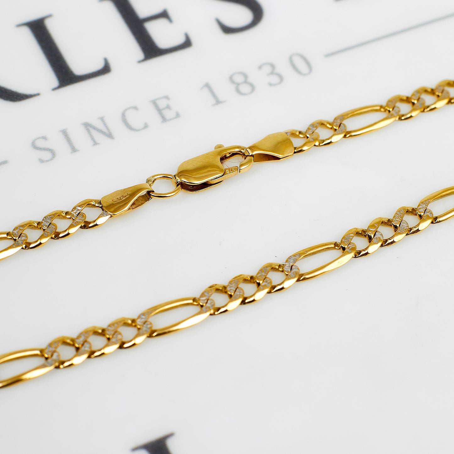 Pre-Owned 9ct Gold Figaro Chain Anklet 11 Inch