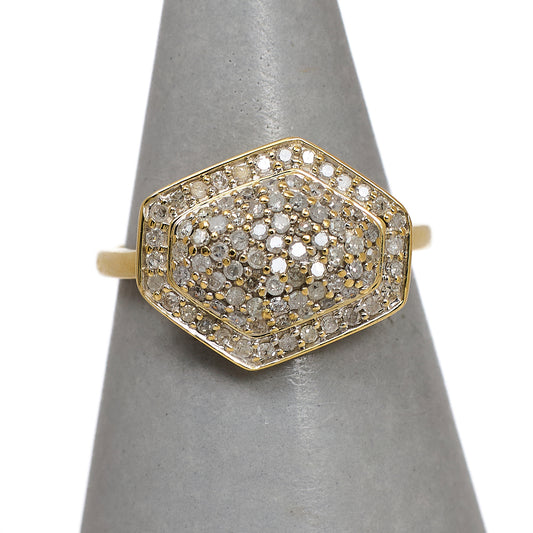 Pre-Owned 9ct Gold Diamond Hexagon Dress Ring Size N