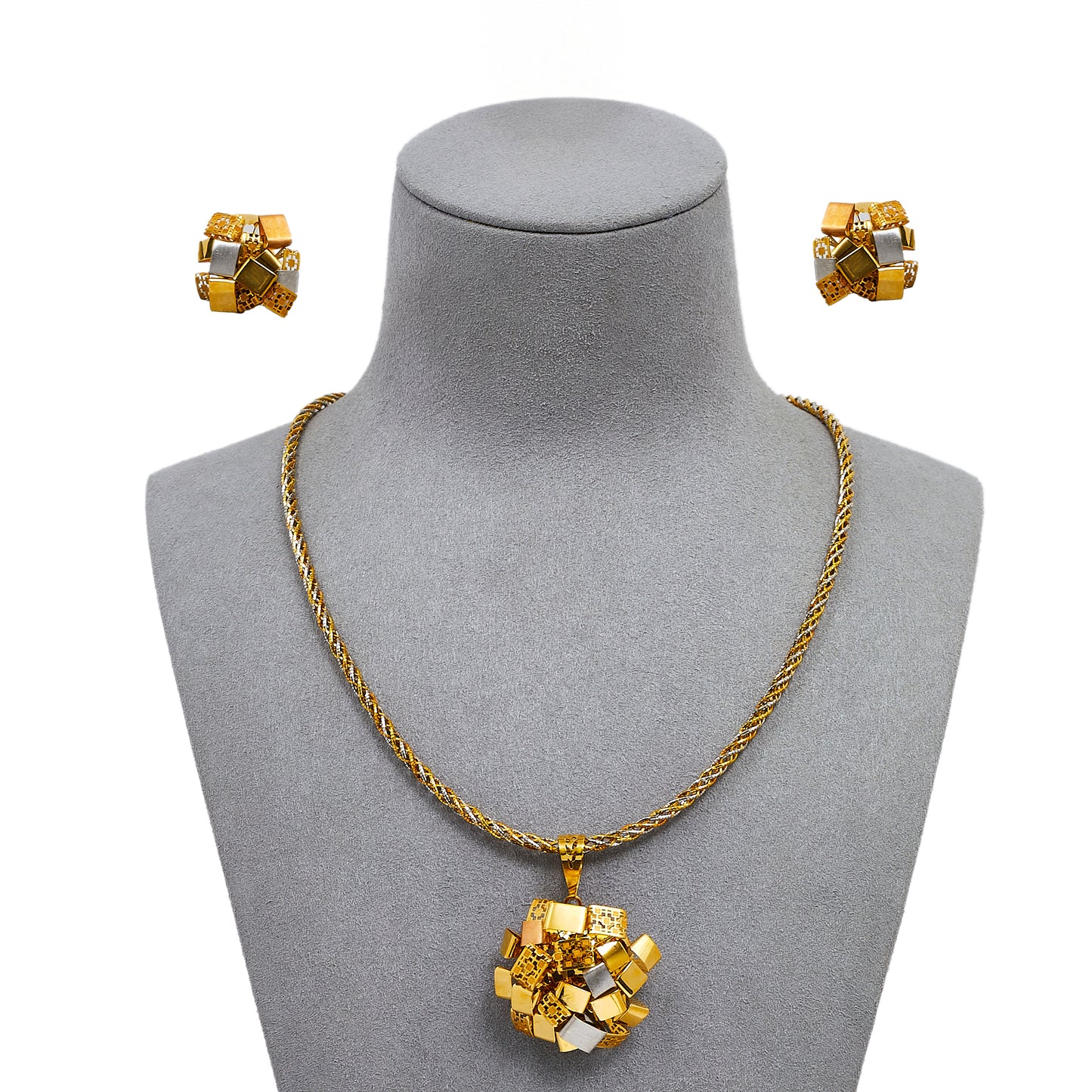 Pre-Owned 18ct Gold Tricolor Geometric Jewellery SET