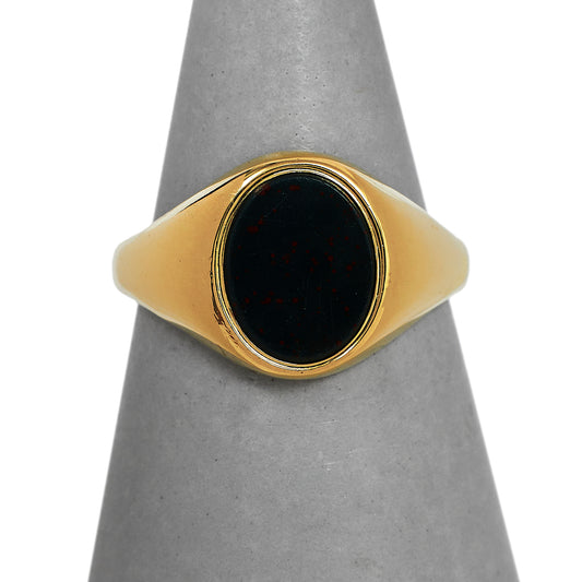 Pre-Owned 9ct Gold Bloodstone Signet Ring Size N