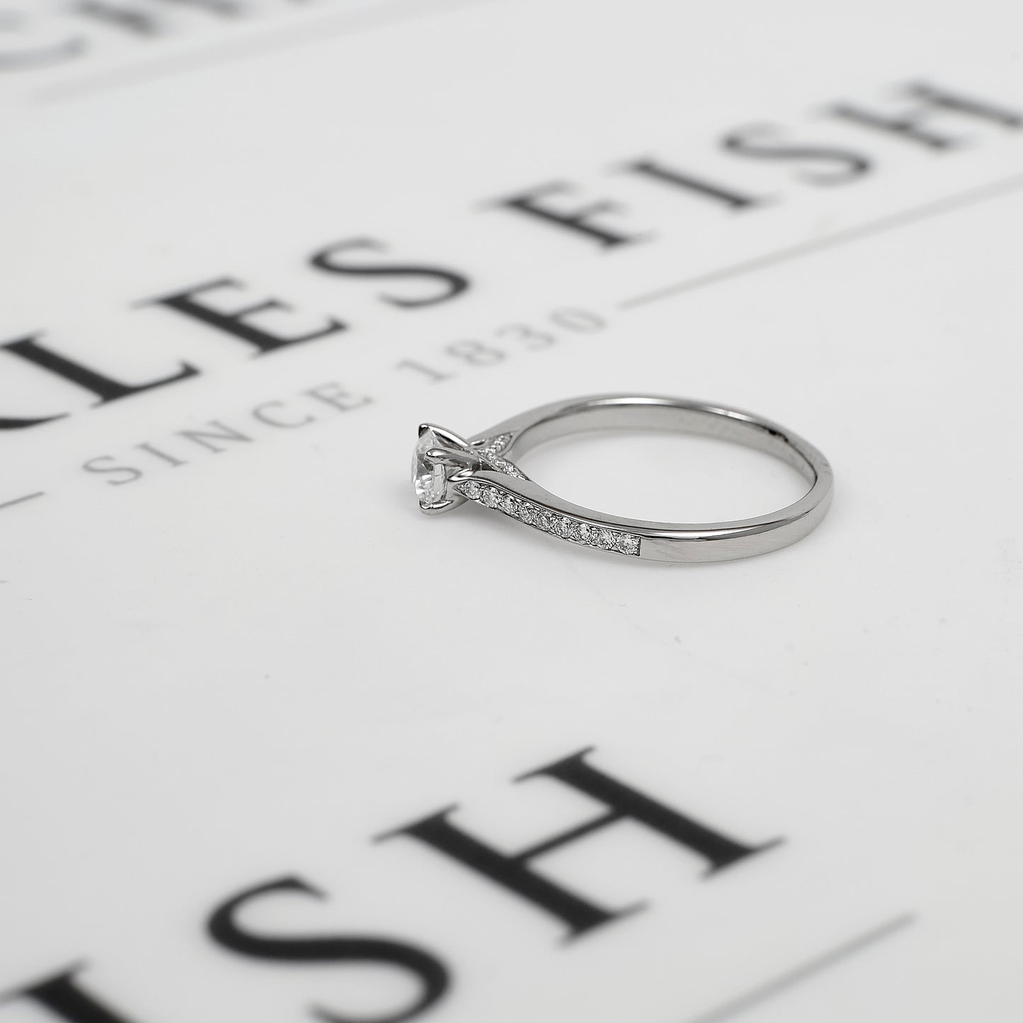 Platinum Diamond Ring & Diamond Shoulders Size O