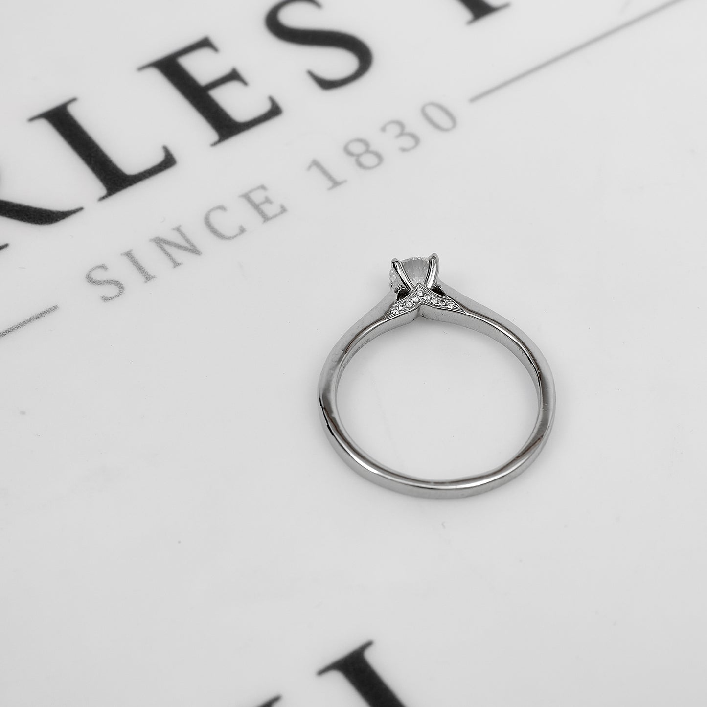 Platinum Diamond Ring & Diamond Shoulders Size O