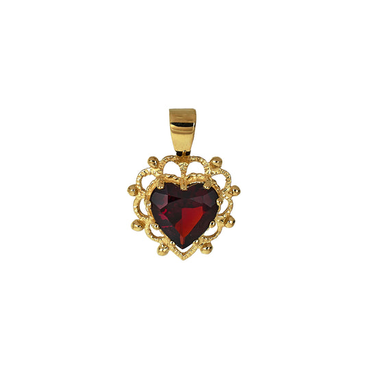 Pre-Owned 9ct Gold Garnet Heart Pendant