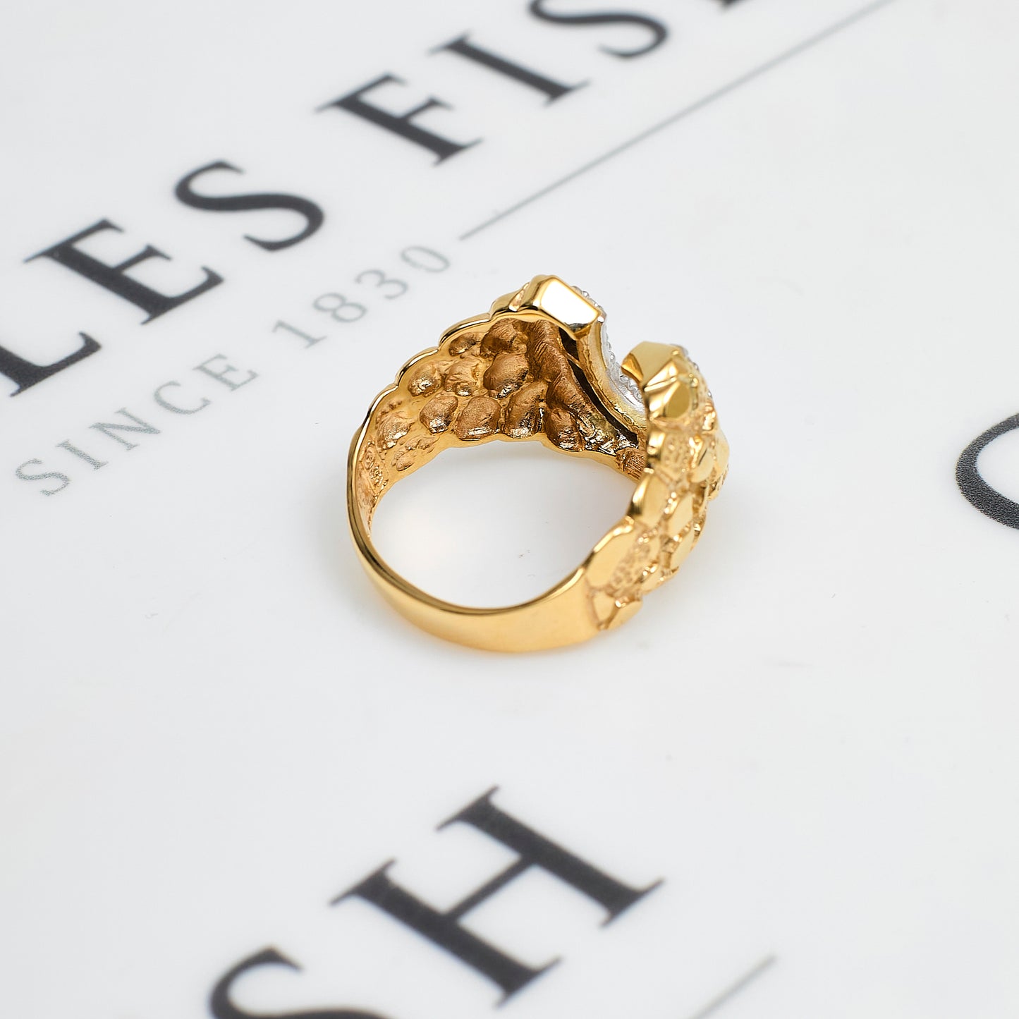 Pre-Owned 14ct Gold Diamond Horseshoe Ring Size T