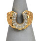 Pre-Owned 14ct Gold Diamond Horseshoe Ring Size T