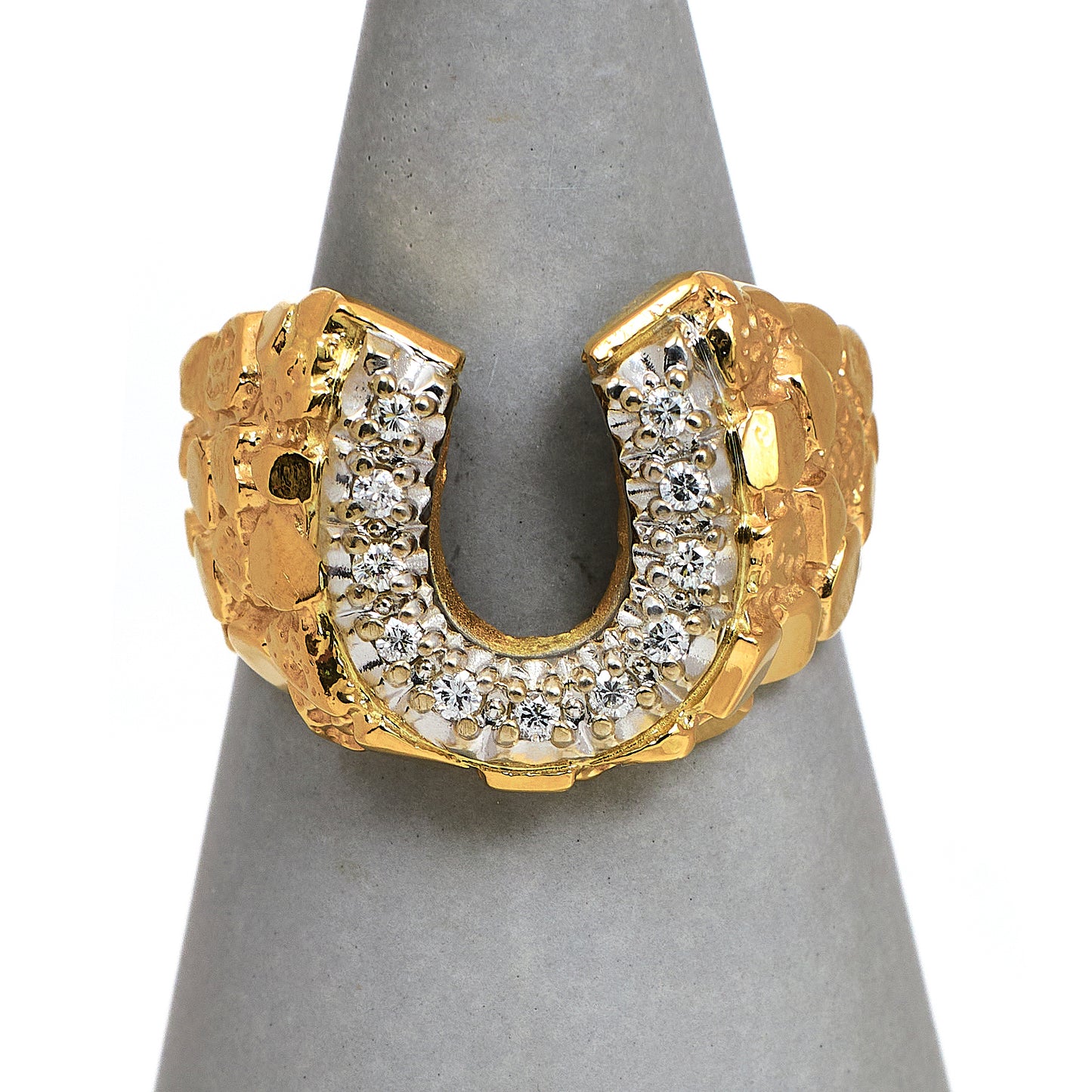 Pre-Owned 14ct Gold Diamond Horseshoe Ring Size T